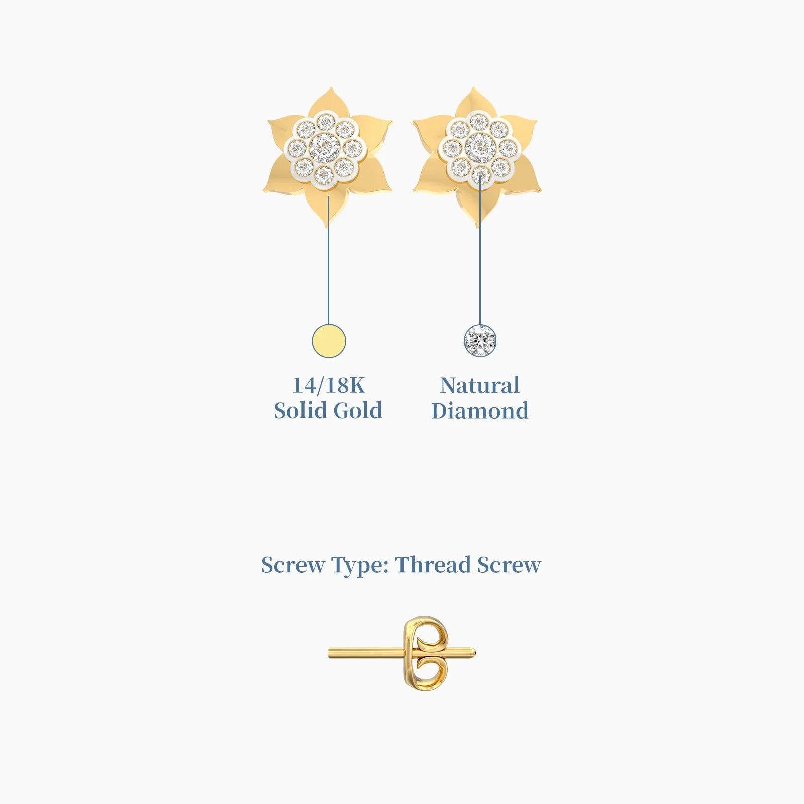 Nine Petals Natural Diamond Eartuds