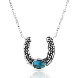 Not Shy Turquoise Horseshoe Necklace.