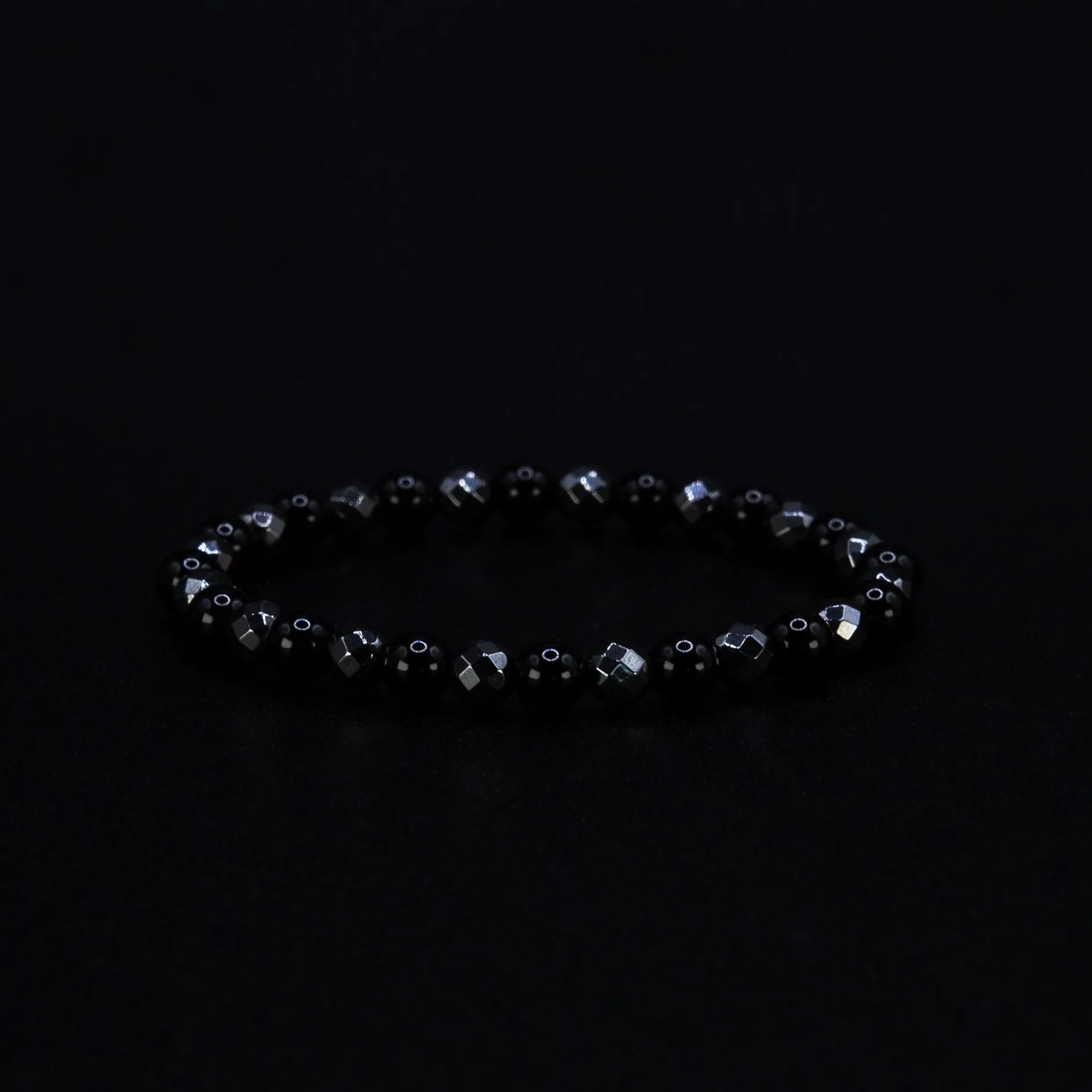 Onyx and Faceted Hematite Bracelet