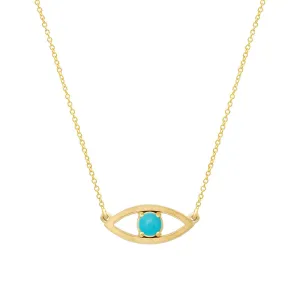 Open Evil Eye Necklace with Turquoise Center