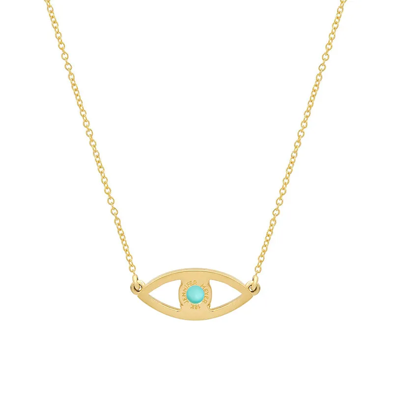 Open Evil Eye Necklace with Turquoise Center