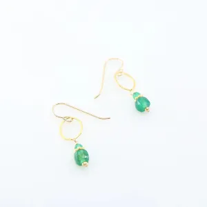 Oval Link Earrings with Green Onyx