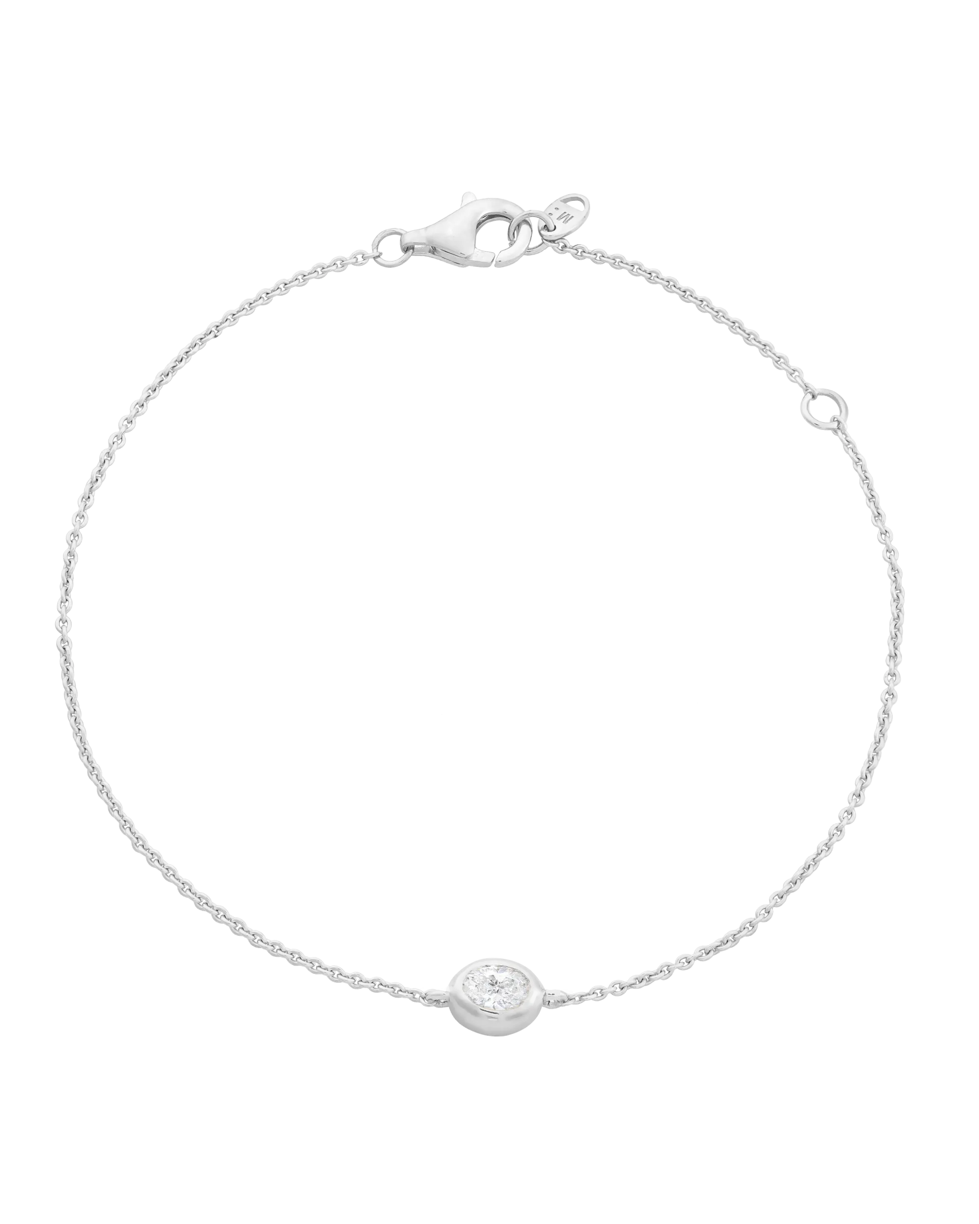Oval Solitaire Diamond Bracelet - 925 Sterling Silver