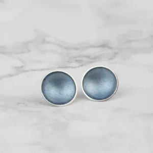 Oversize  Enamel and Silver Studs Earrings