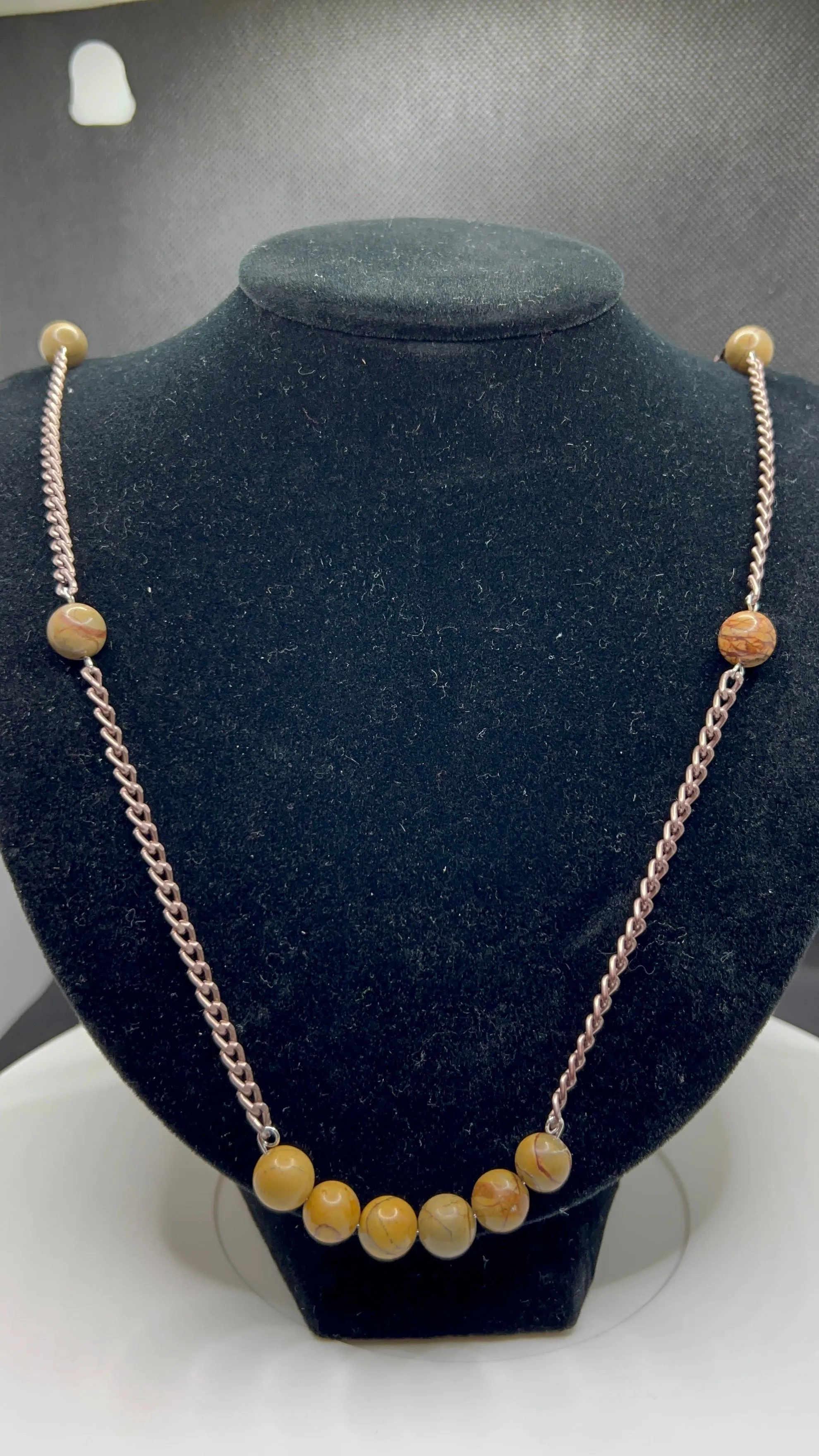 Picasso Jasper and brass necklace  30in with earrings and bracelet