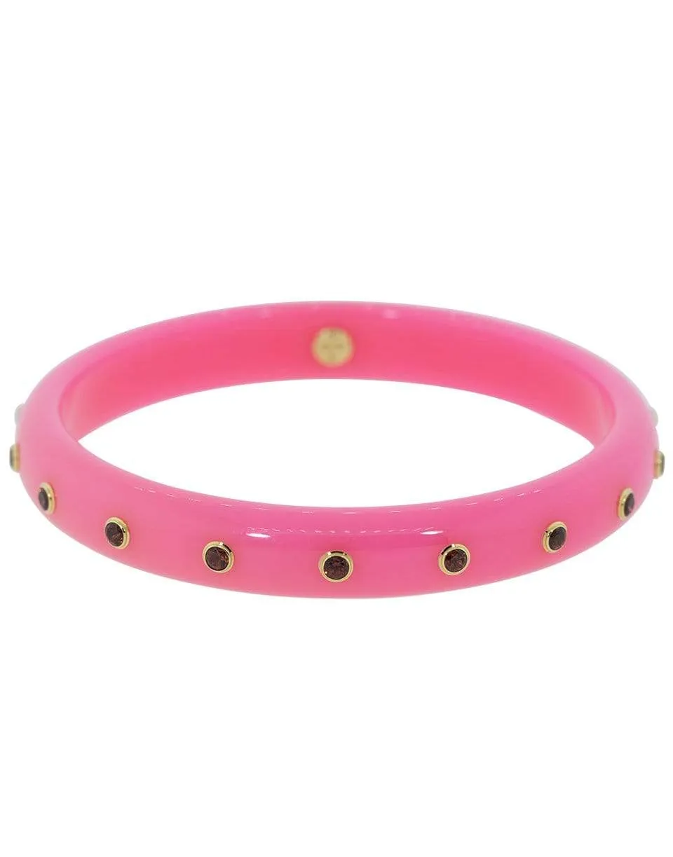 Pink Bakelite and Garnet Bangle