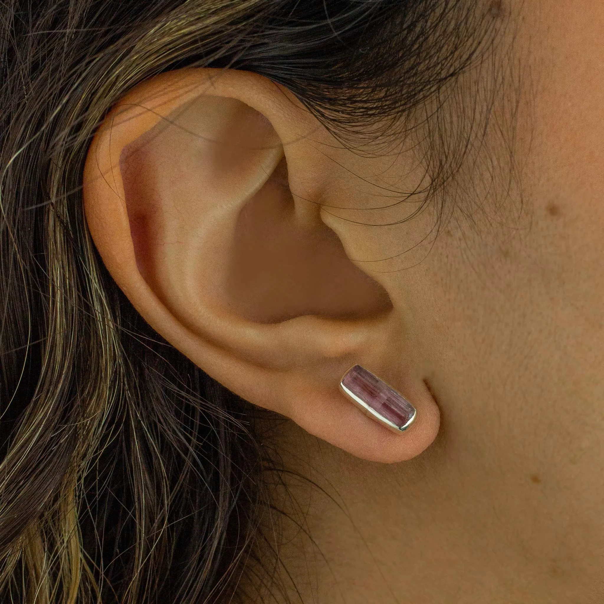 Pink Tourmaline Stud Earrings