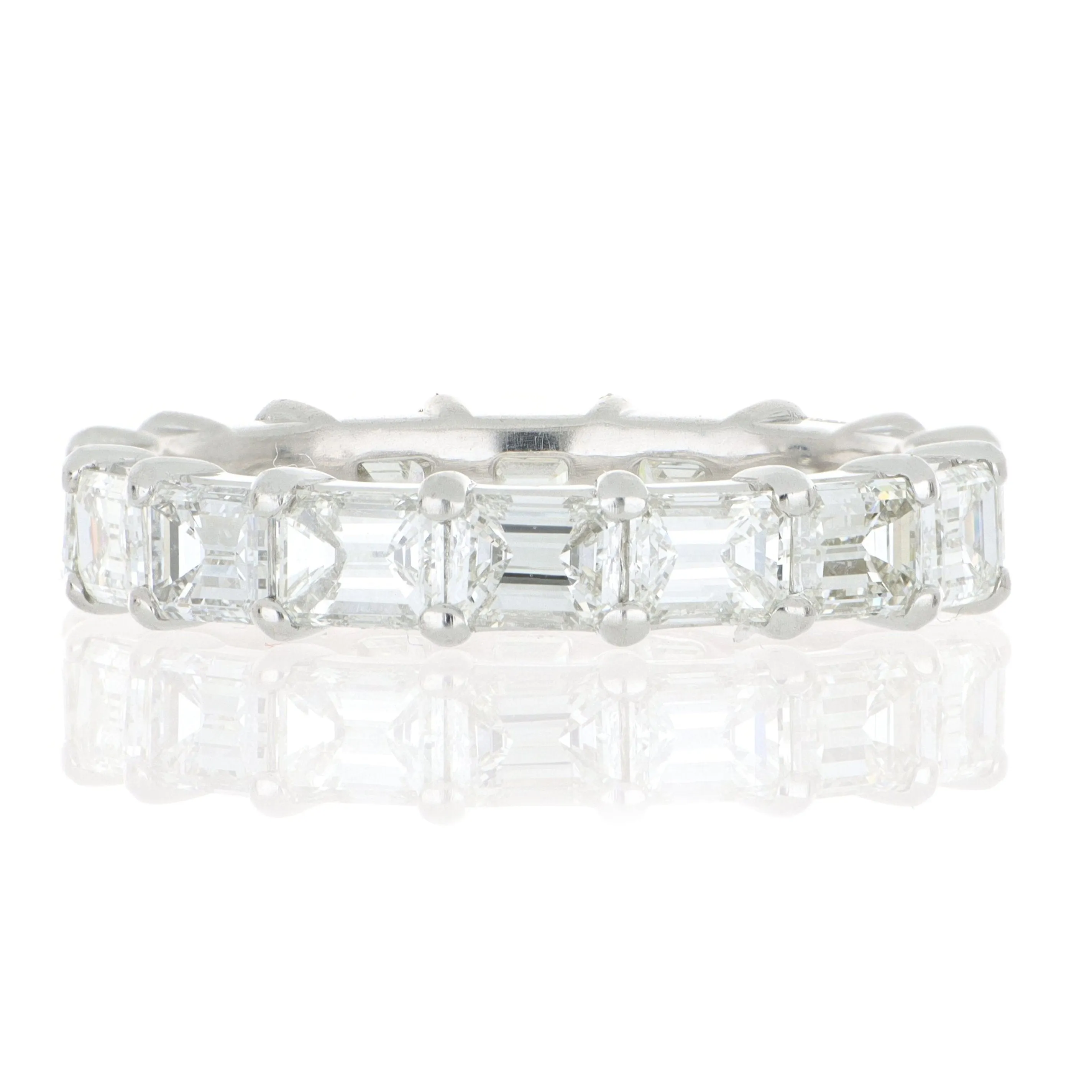 Platinum Emerald Shaped Diamond Eternity Band