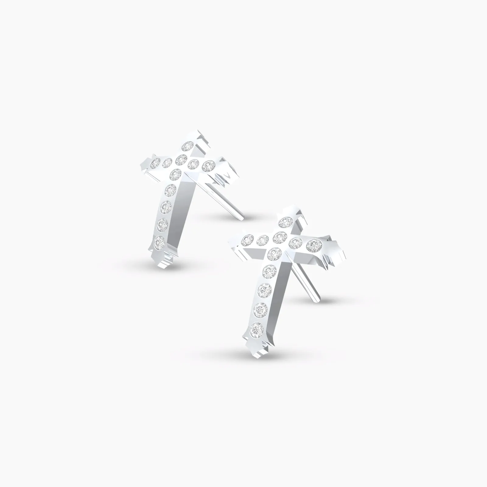 Radiant Cross Natural Diamond Earstud
