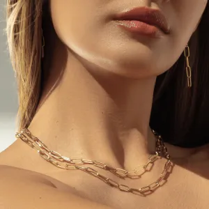 Real Gold Solid Link L Chain Necklace 1382 (45 C.M) CH1172