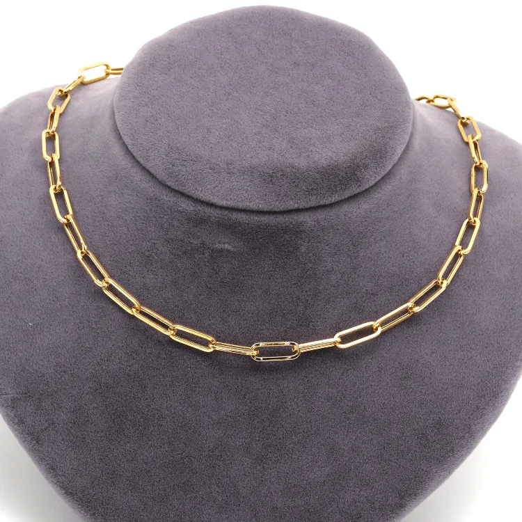 Real Gold Solid Link L Chain Necklace 1382 (45 C.M) CH1172