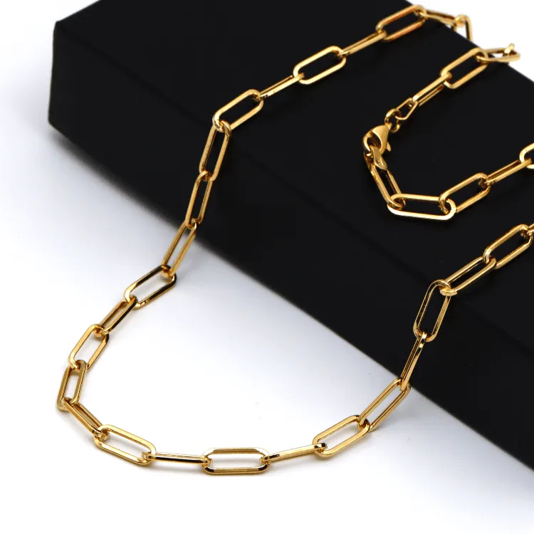 Real Gold Solid Link L Chain Necklace 1382 (45 C.M) CH1172