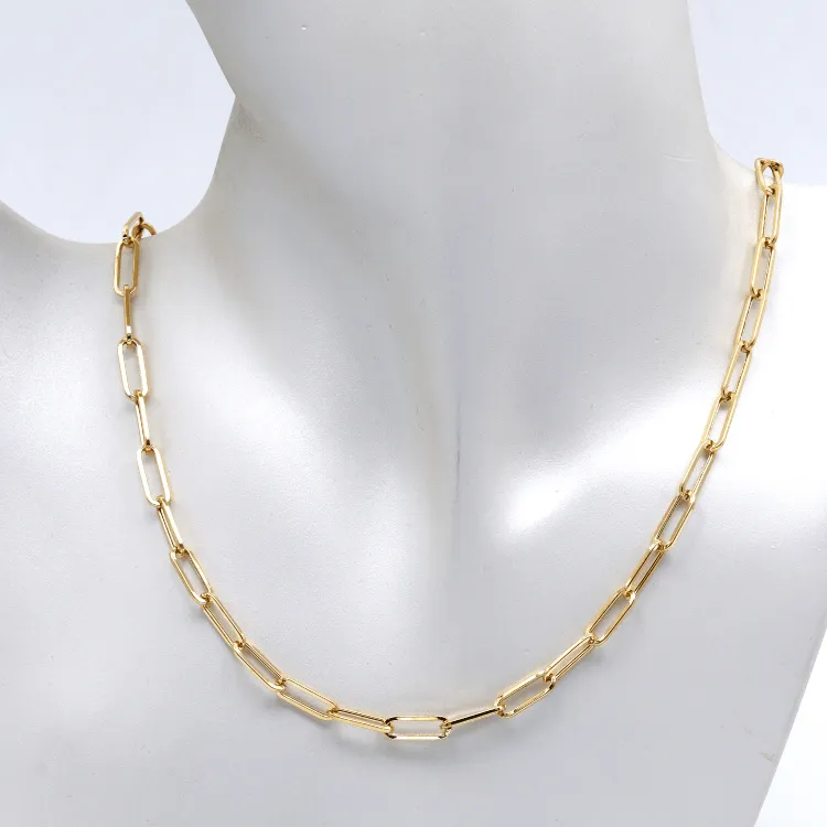 Real Gold Solid Link L Chain Necklace 1382 (45 C.M) CH1172
