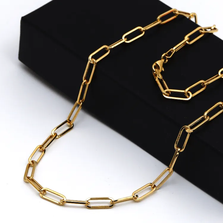 Real Gold Solid Link L Chain Necklace 1382 (45 C.M) CH1172