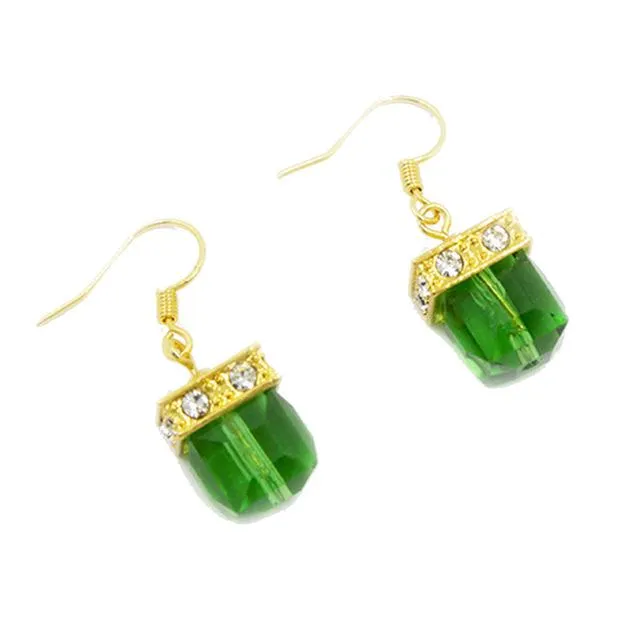 Rhinestone Square Dangle Drop Hook Earrings for woman