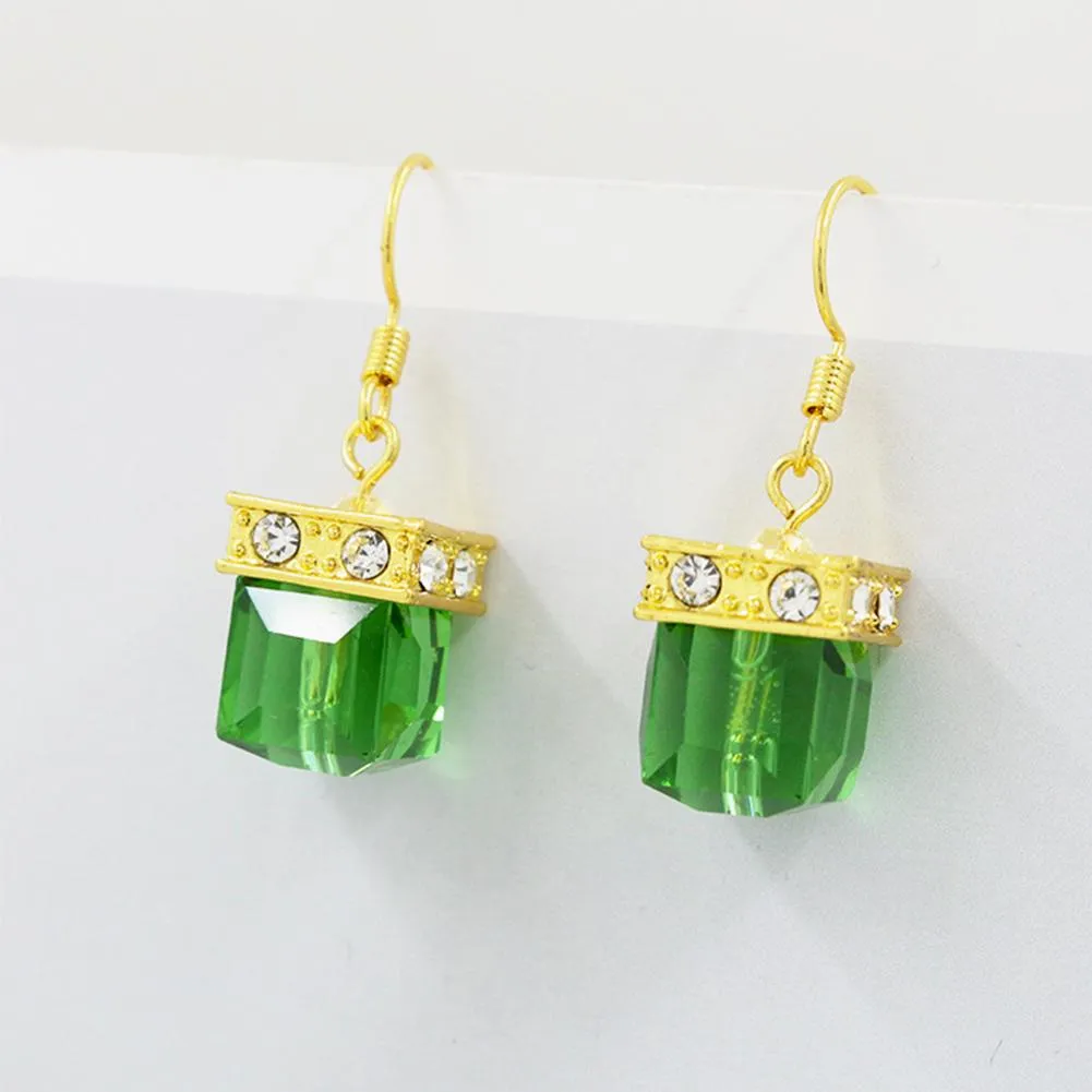 Rhinestone Square Dangle Drop Hook Earrings for woman