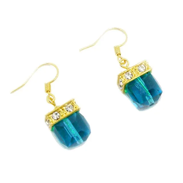 Rhinestone Square Dangle Drop Hook Earrings for woman