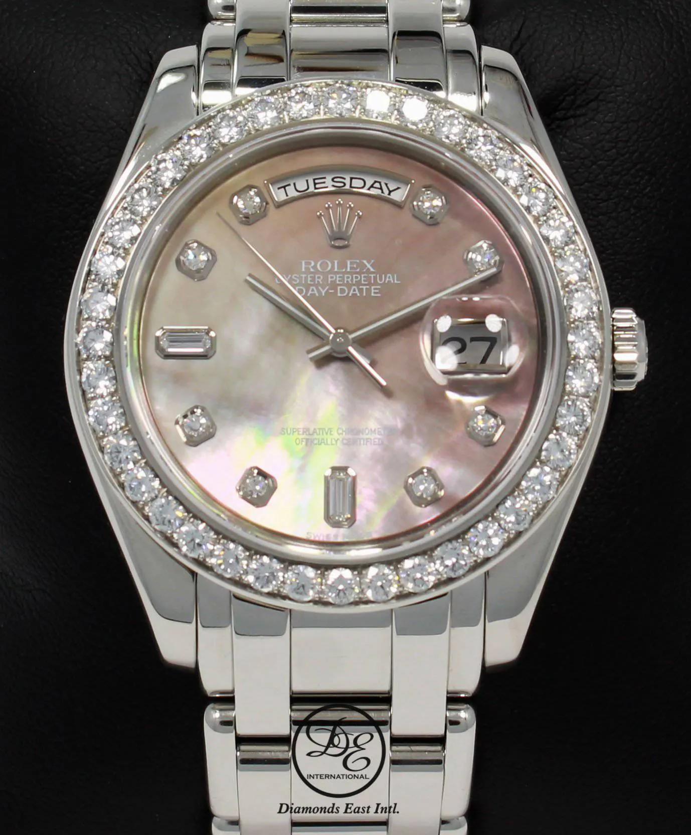 ROLEX Masterpiece 18946 Day-Date 39mm Platinum Factory MOP Diamonds Dial Bezel