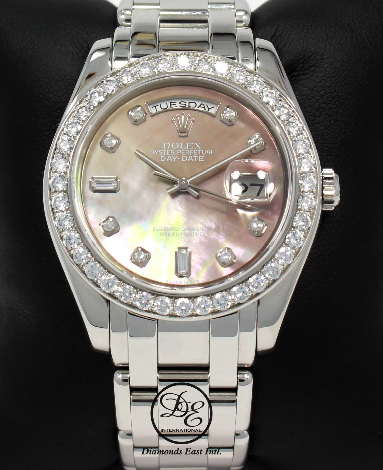 ROLEX Masterpiece 18946 Day-Date 39mm Platinum Factory MOP Diamonds Dial Bezel