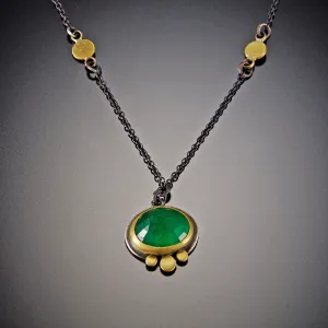 Rose Cut Emerald Necklace with Gold Disks