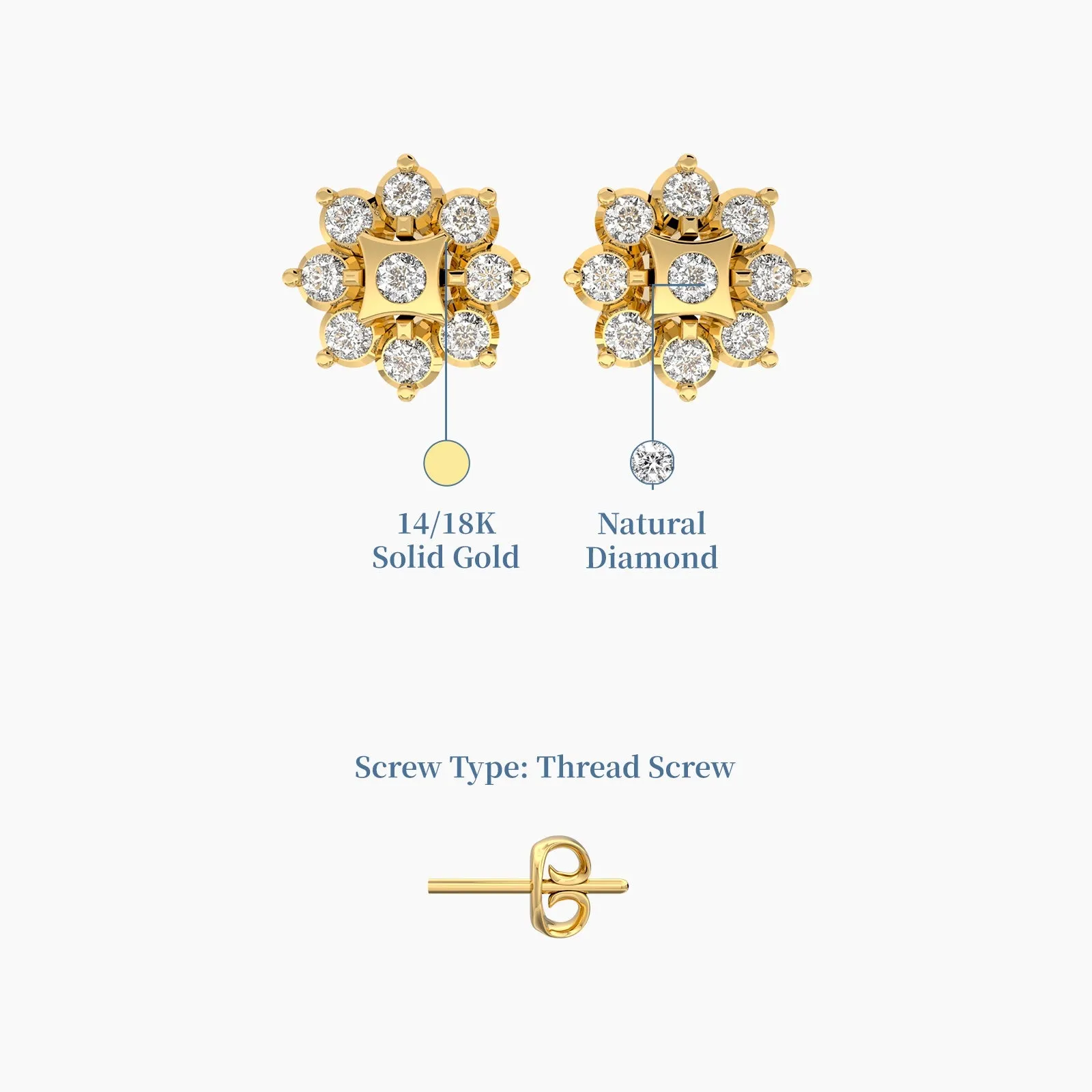 Rose Diamond Earstud