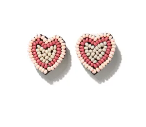 Rose Heart Beaded Post Earrings