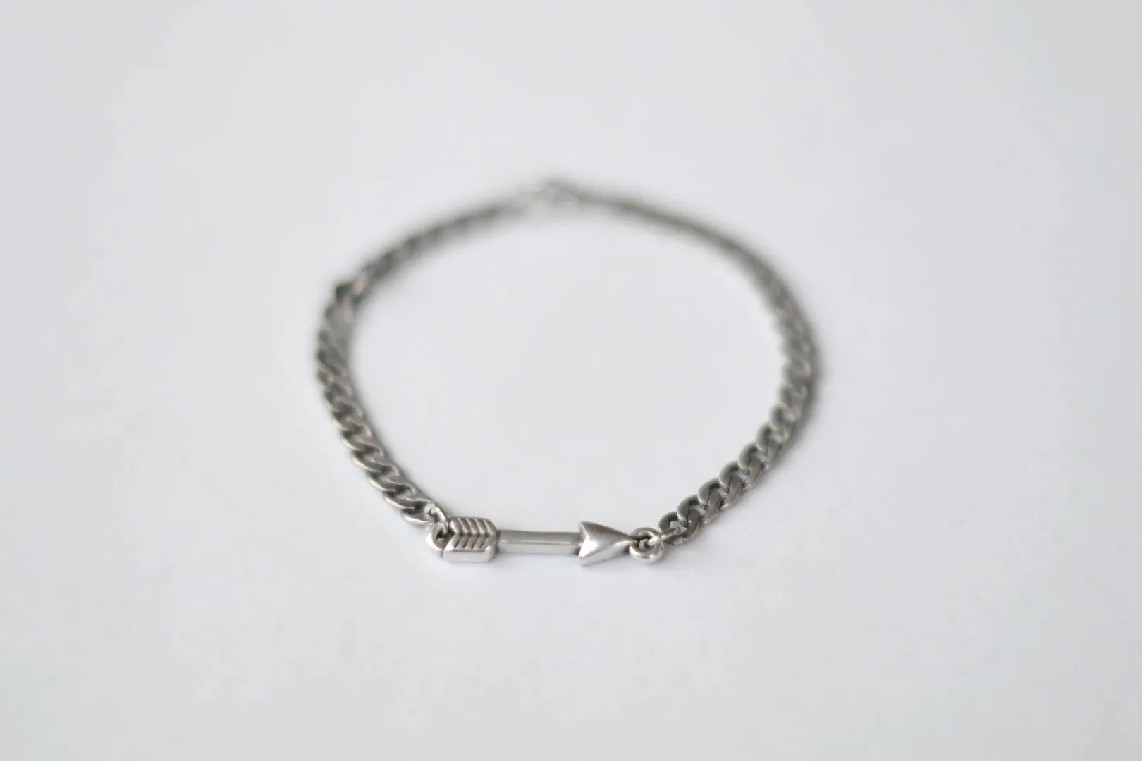 Silver arrow chain bracelet for men, gift for him