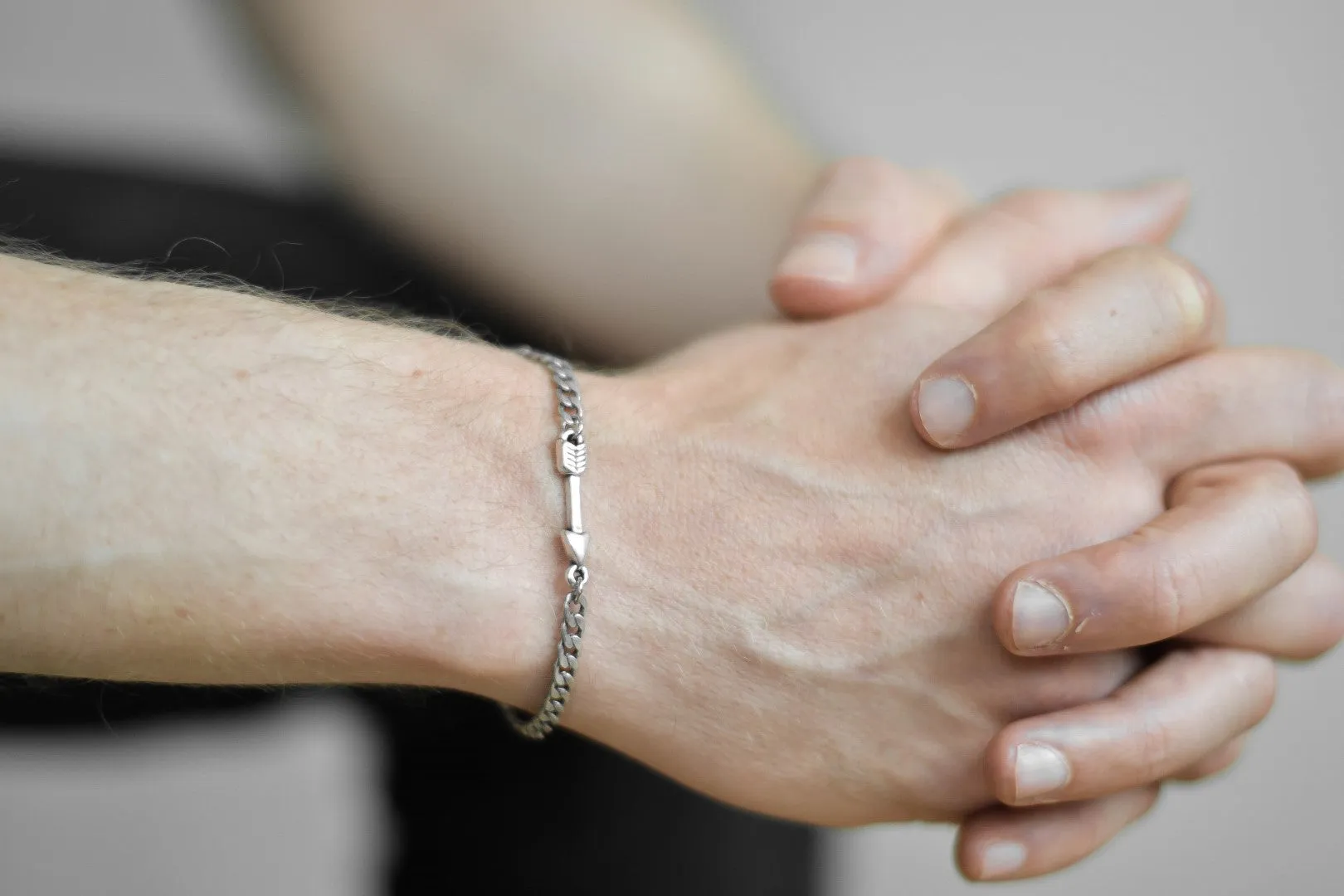 Silver arrow chain bracelet for men, gift for him