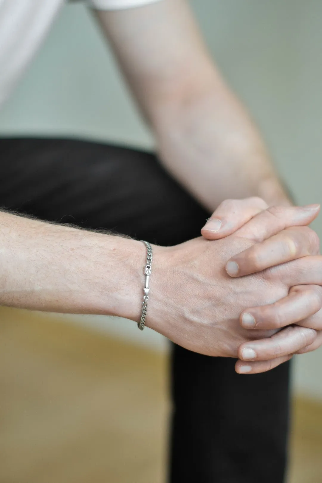 Silver arrow chain bracelet for men, gift for him