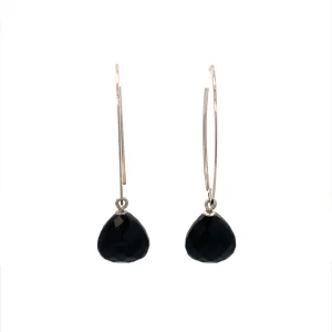 Silver Black Onyx Briolette Earrings