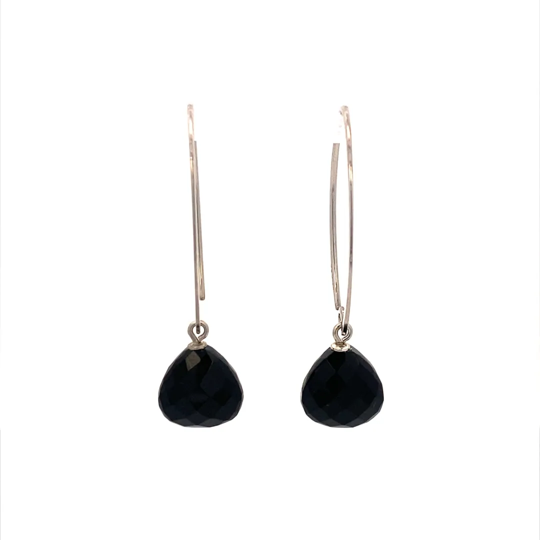 Silver Black Onyx Briolette Earrings