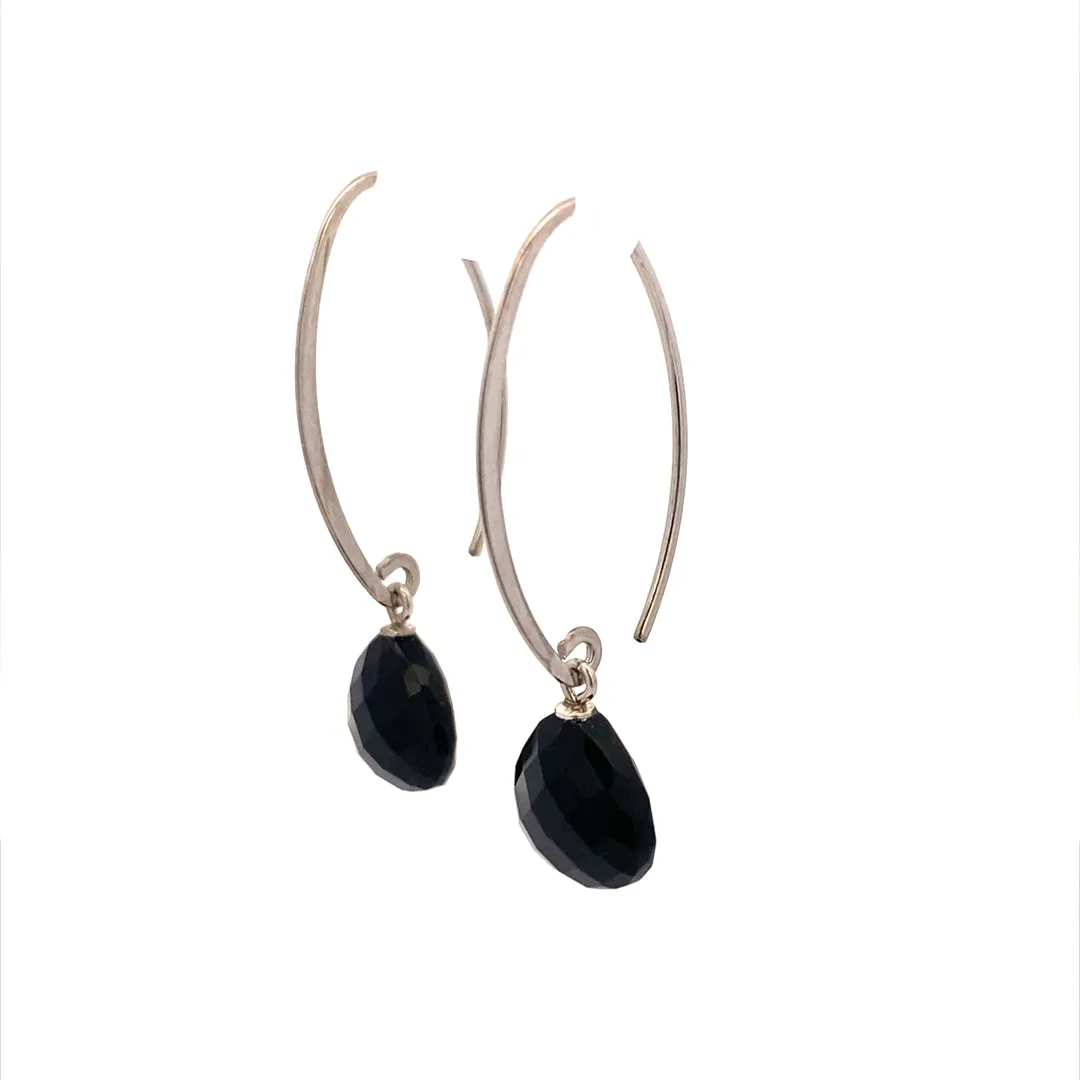 Silver Black Onyx Briolette Earrings