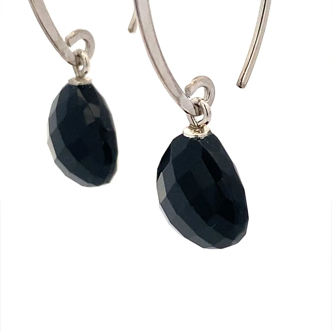 Silver Black Onyx Briolette Earrings