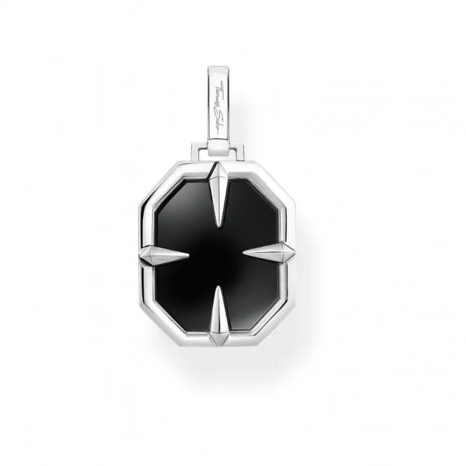 Silver Onyx Zirconia Compass Star Black Pendant PE911-641-11