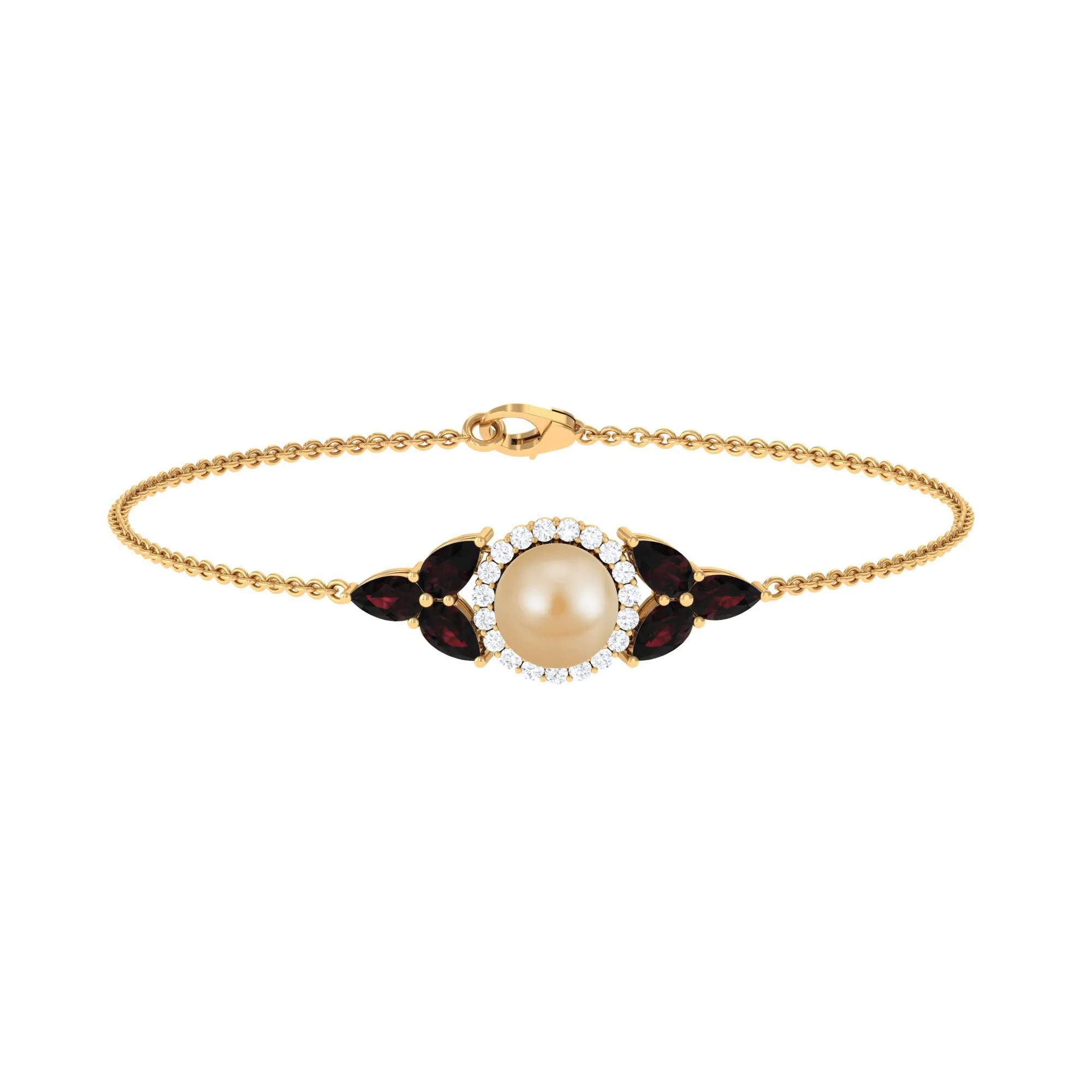 South Sea Pearl Chain Bracelet with Garnet and Diamond