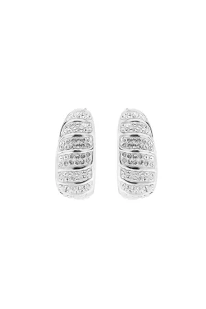 Sterling Silver Crystal Domed Stud Earrings