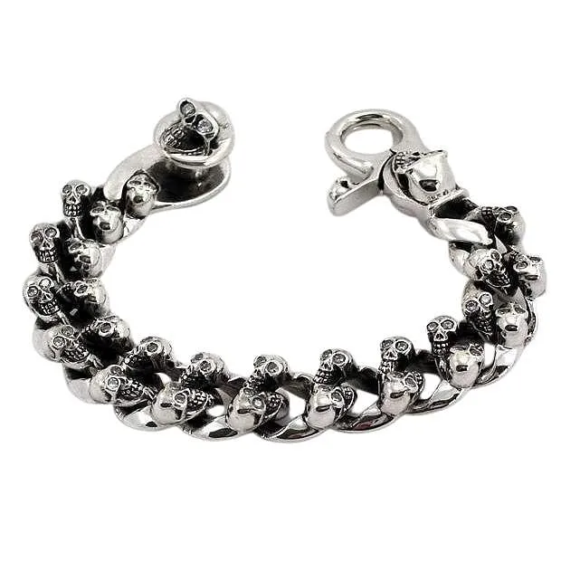 Sterling Silver Diamond Skull Bracelet