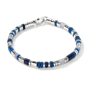 Sterling Silver Lapis & Agate Colorblock Bracelet