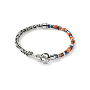 Sterling Silver Lapis,Turquoise and Orange Enamel Bracelet