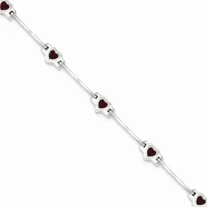 Sterling Silver Rhodolite Garnet Heart Bracelet