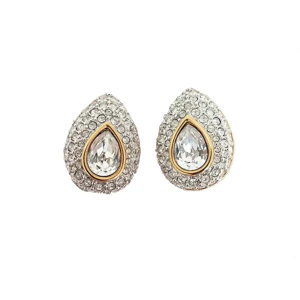 Swarovski Pear Shaped Crystal Clip On Earrings