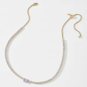 TENNIS ANYONE LAVENDER EMERALD CUT CZ TENNIS NECKLACE