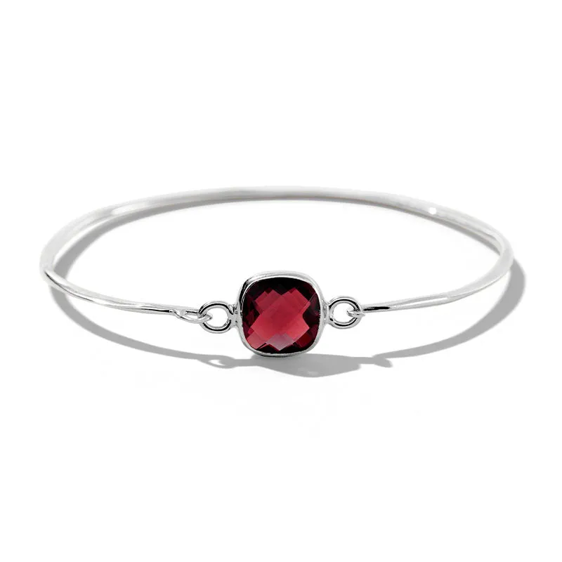 Tetra Bangle, Garnet, Silver