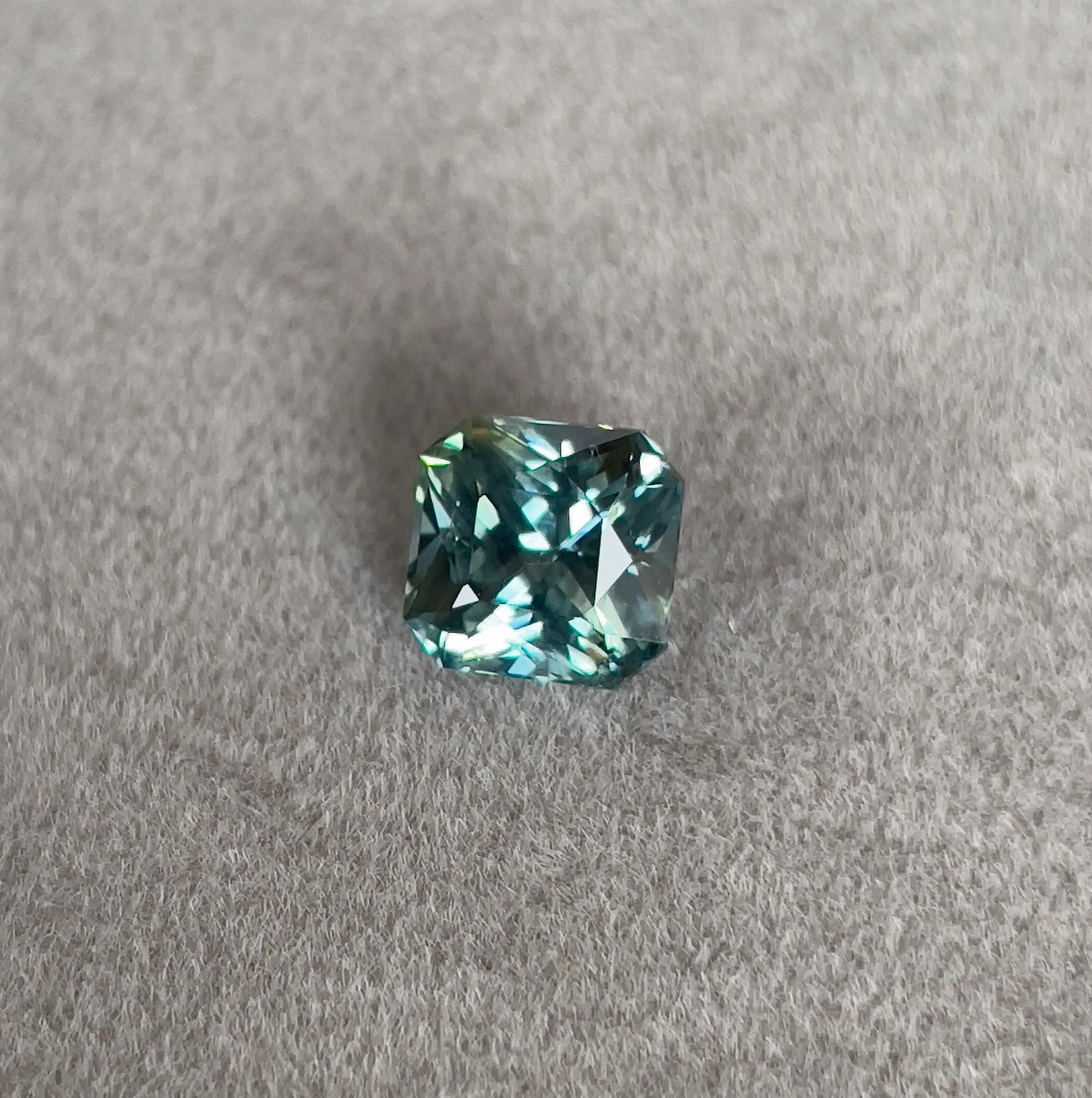 This 2.21 carat Green Sapphire is well cut to bring out the best colour and luster, and has a perfect colour blend.