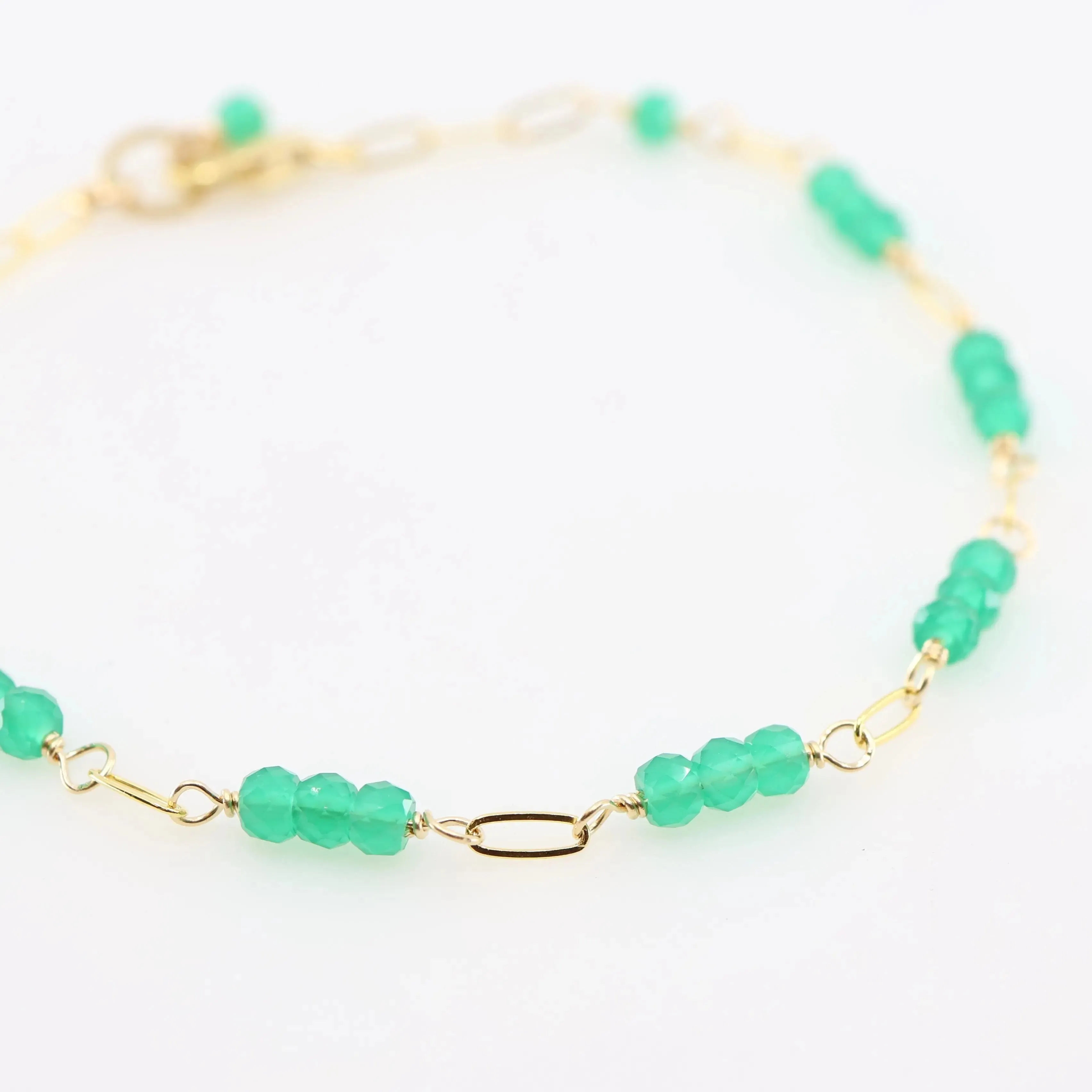Tiny Gemstone Bracelet, Green Onyx