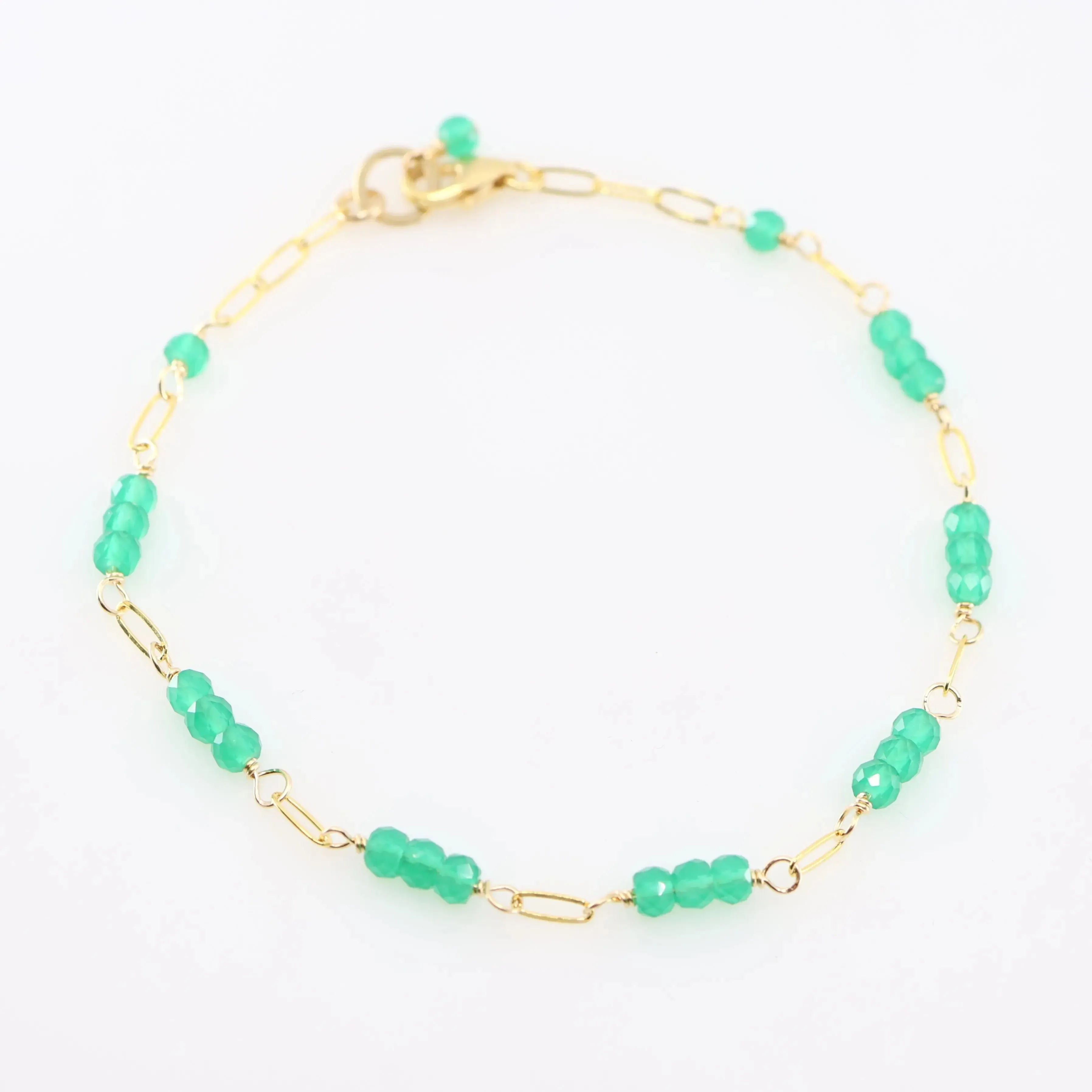 Tiny Gemstone Bracelet, Green Onyx