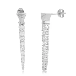 Triangle Line Cz Dangles In White Gold