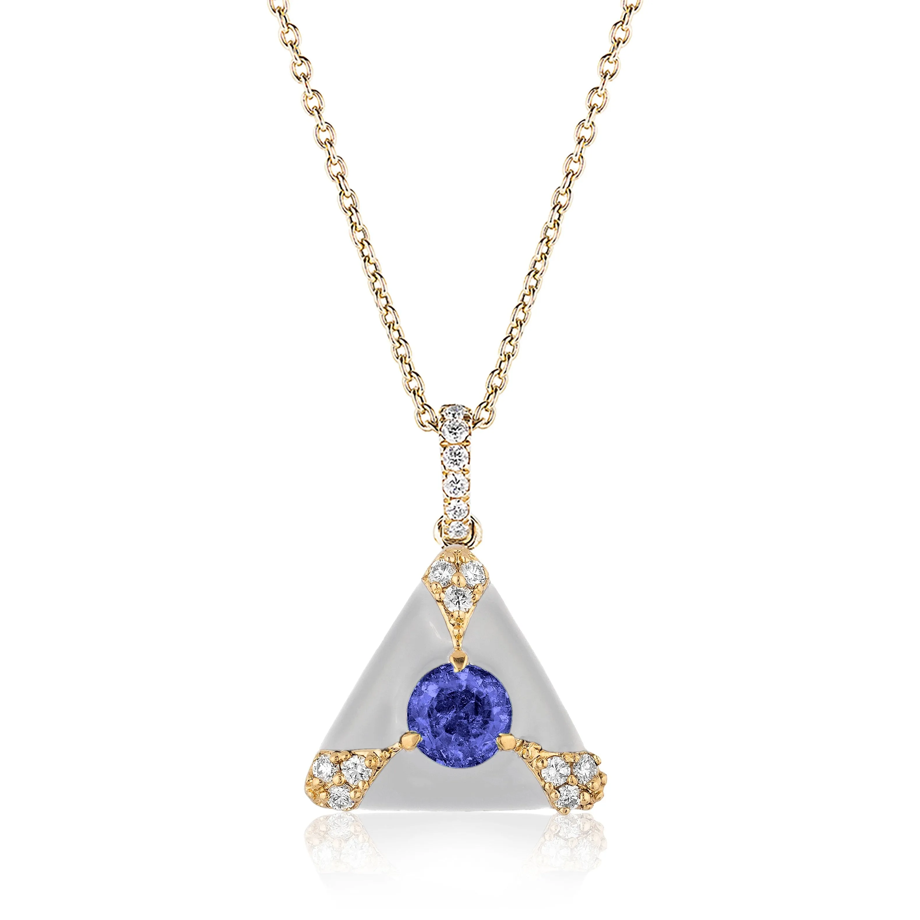 Trillion Enamel Diamond Pendant Necklace