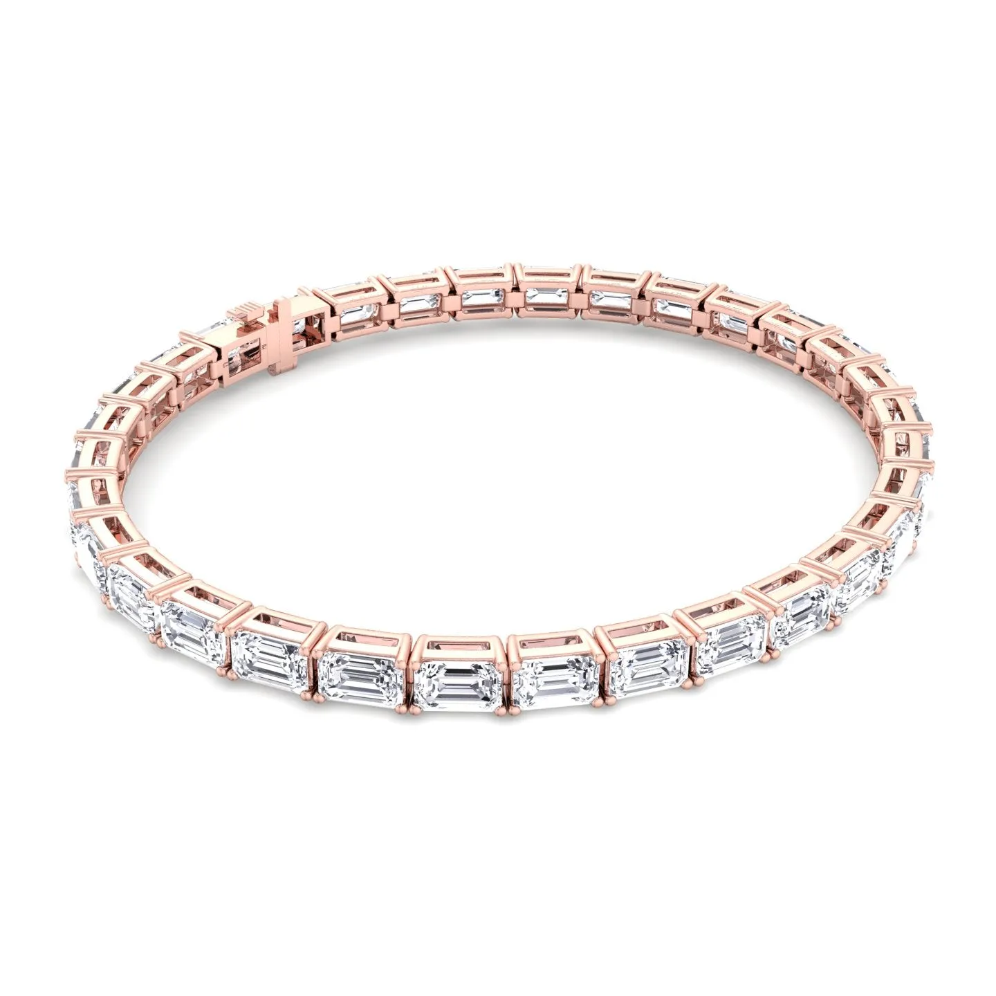 Trina - (14.50Ct T.W) East To West Emerald Cut Tennis Bracelet