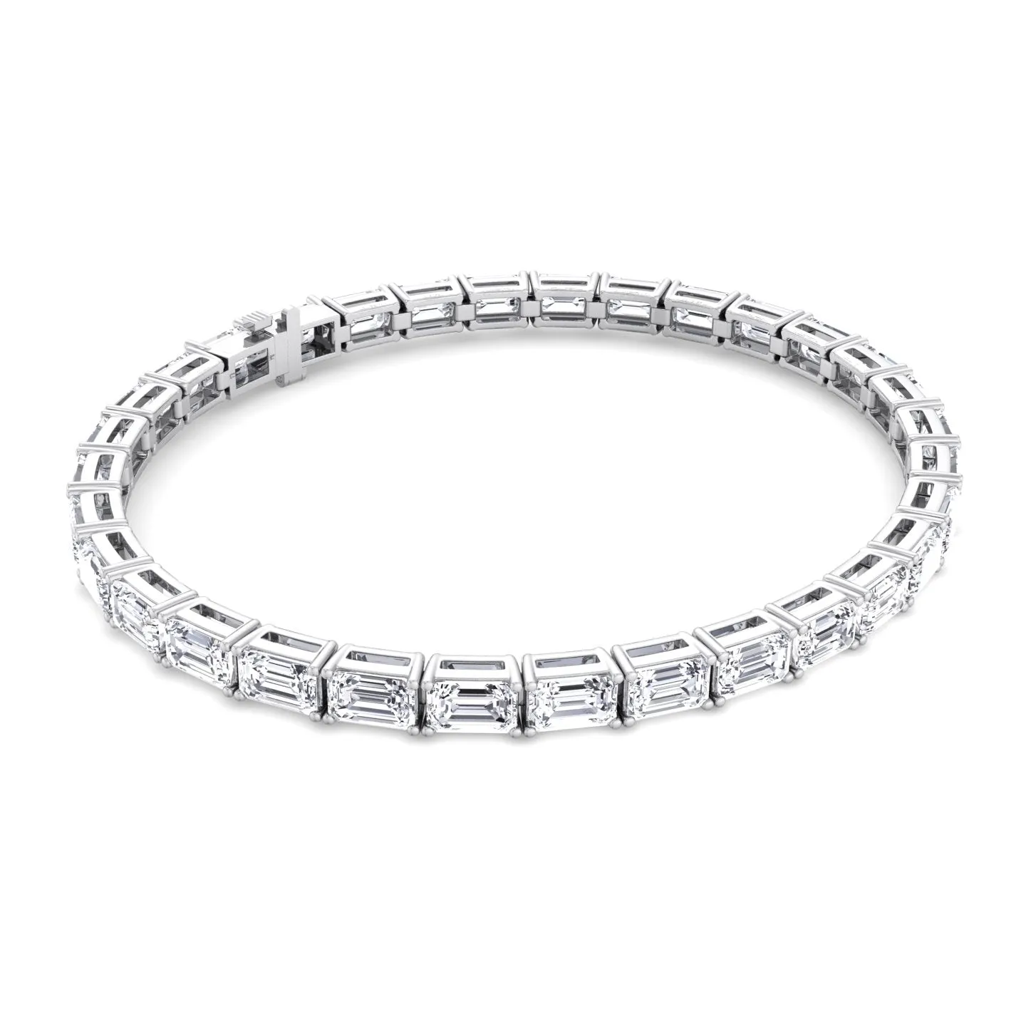 Trina - (14.50Ct T.W) East To West Emerald Cut Tennis Bracelet